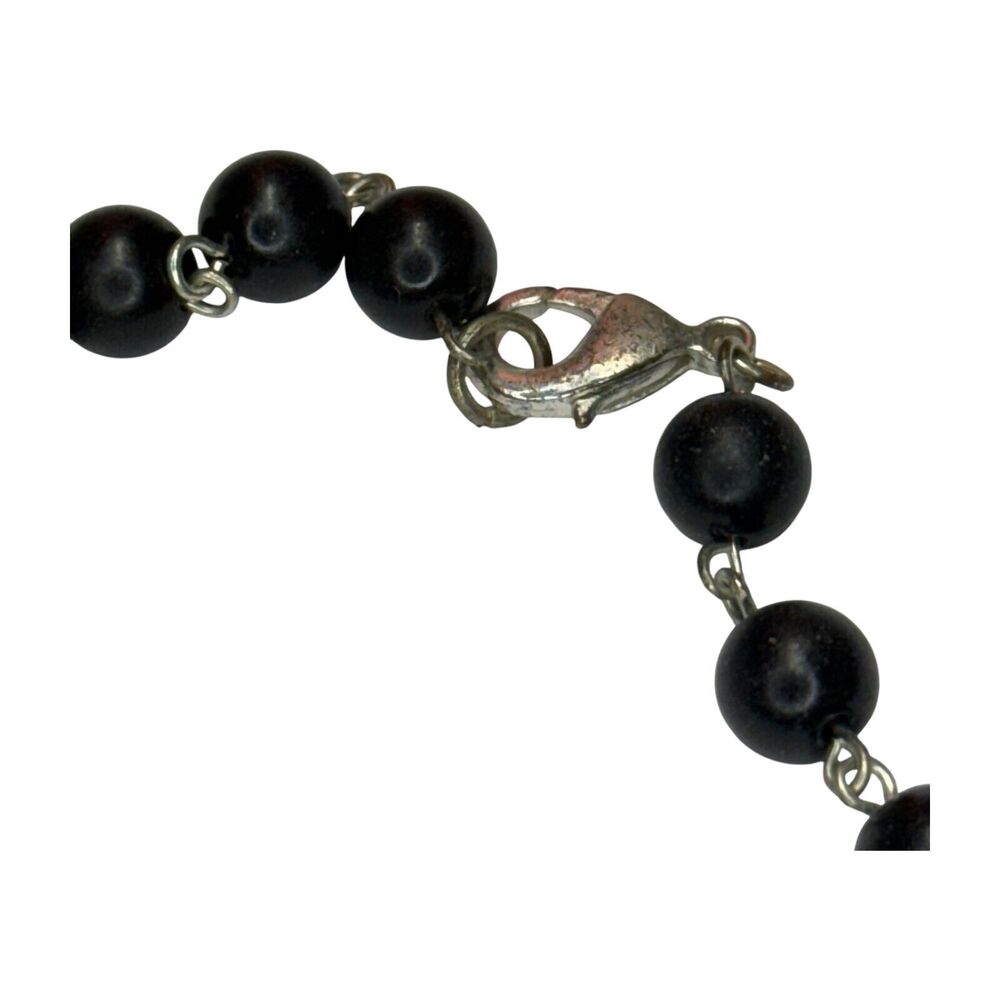 Vintage Faceted Faux Pearl, Onyx and Crystal Beaded Necklace Statement Jewelry - Picture 3 of 6